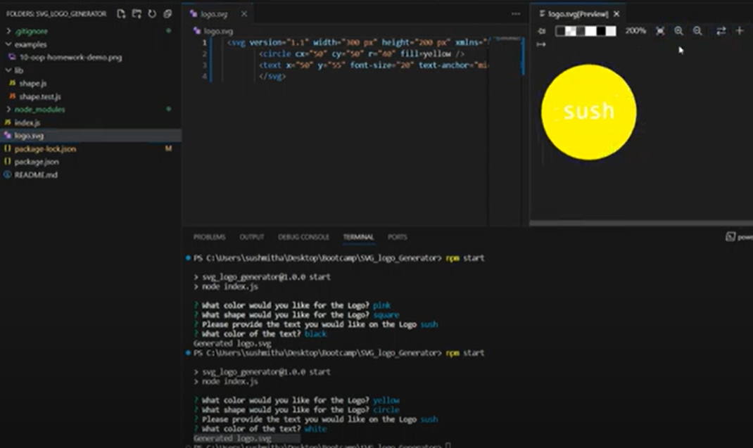 Screenshot of logo generator HW
